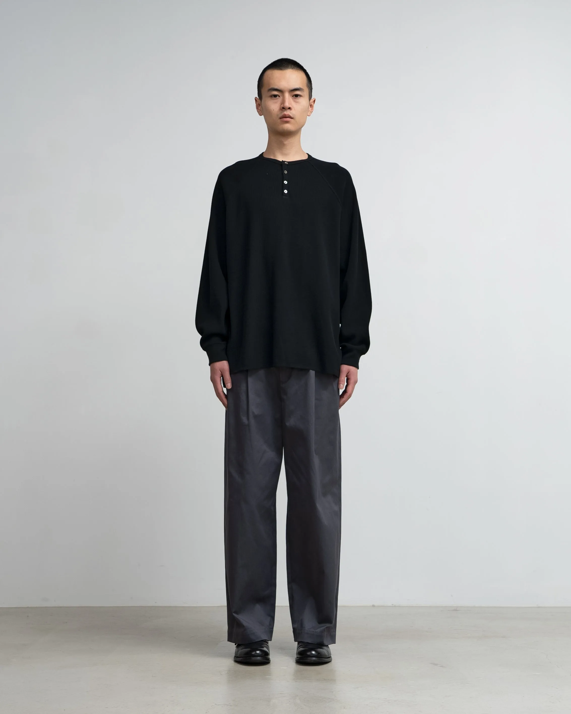 Waffle L/S Henley Neck Tee