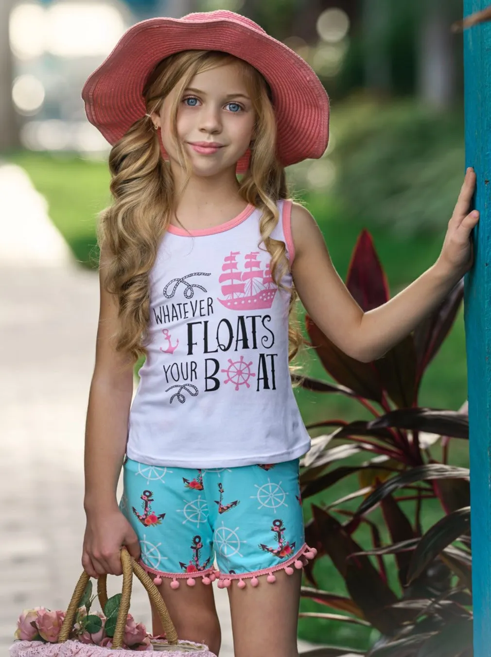 Whatever Floats Your Boat Pom Pom Anchor Short Set