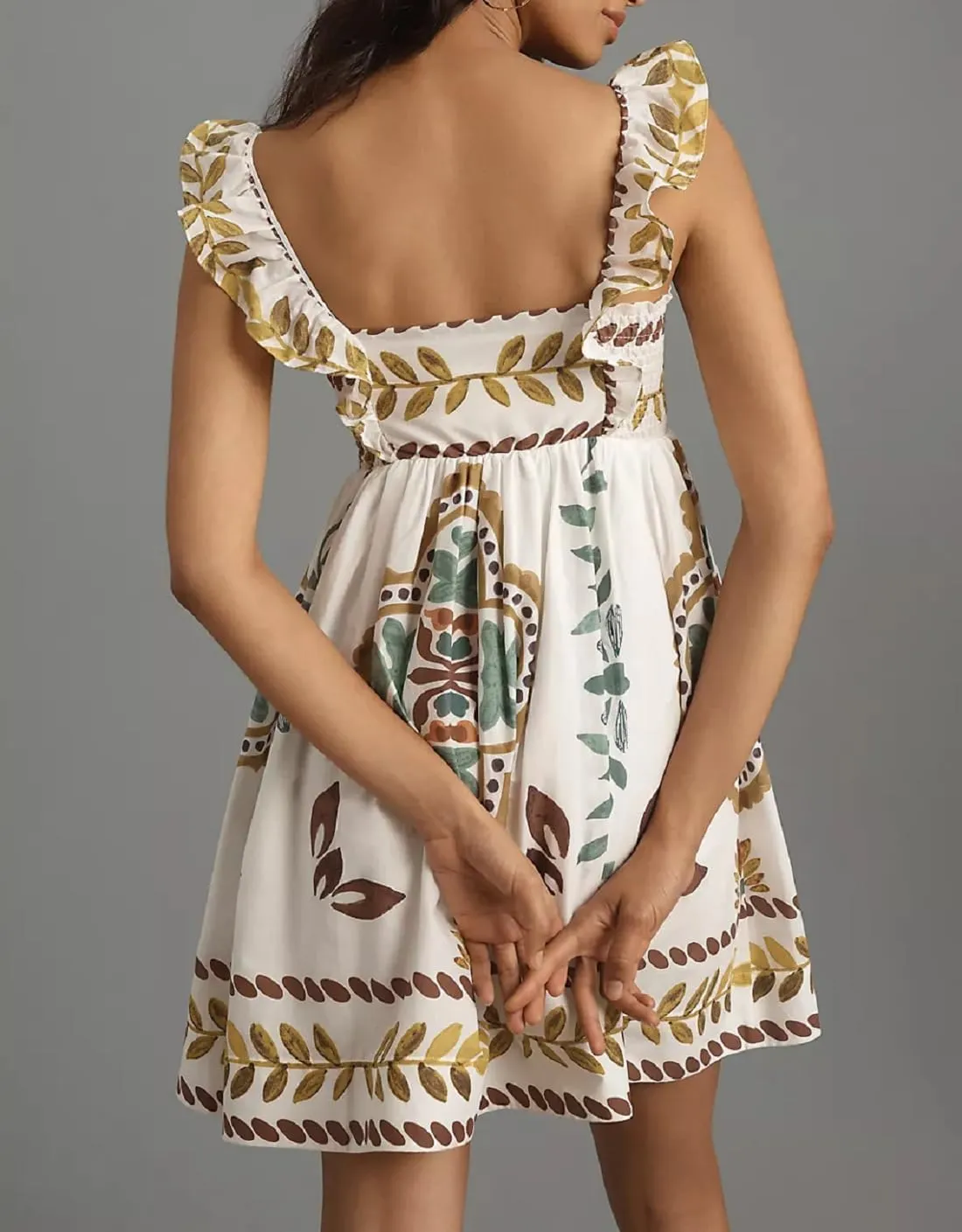 Women Graffiti Mini Cami Dress Spaghetti Strap Floral Boho Short Dress Flowy Sling Dress Summer Holiday Sundress