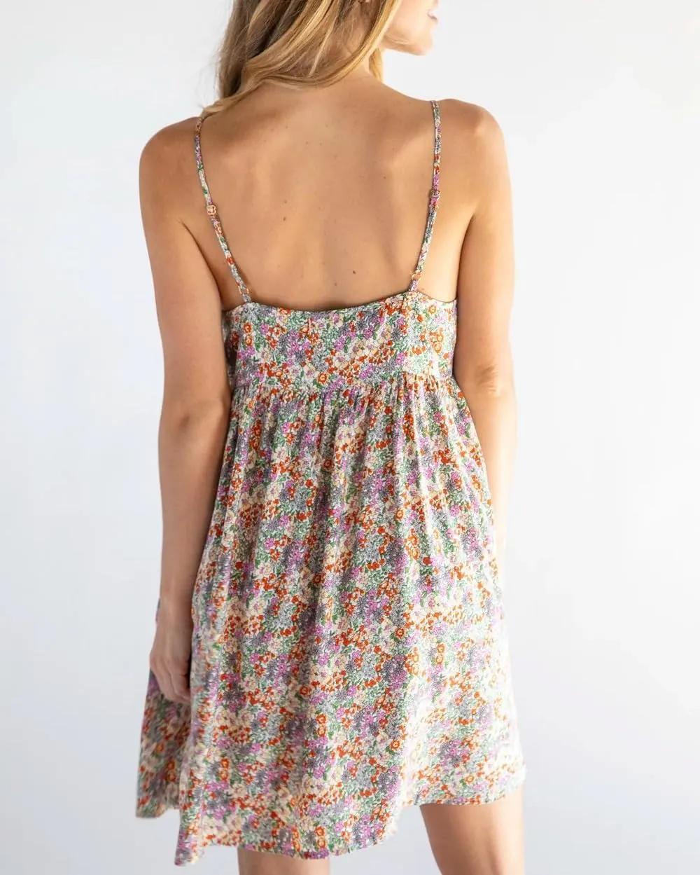 Women Graffiti Mini Cami Dress Spaghetti Strap Floral Boho Short Dress Flowy Sling Dress Summer Holiday Sundress