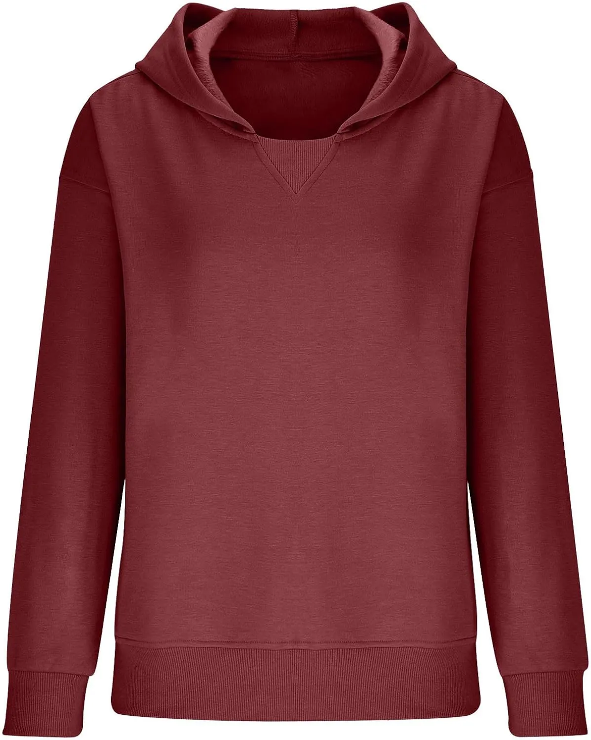 Women Hoodies Casual Long Sleeve Sweatshirt Solid Color Loose Pullover Tops 2023 Plus Size Fall Blouses Shirts