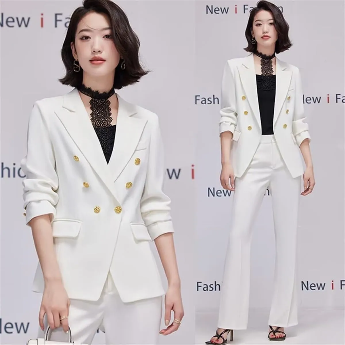 Women's 2024 Fall Business Blazer Pant Suit Set for Work 2 Pieces Set Suiting