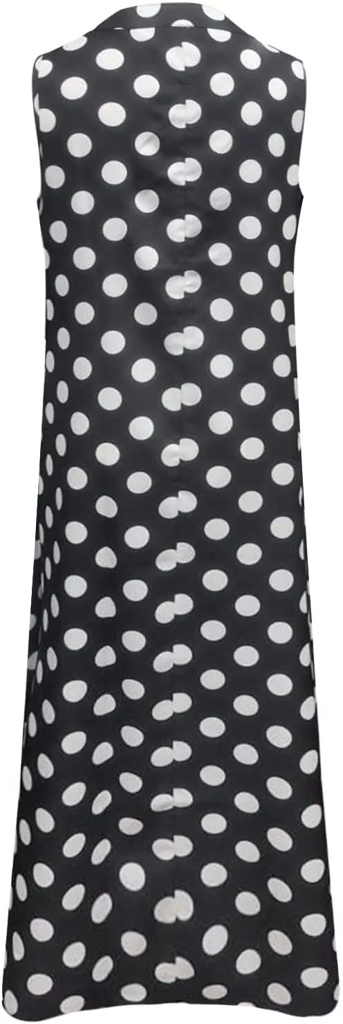 Women's Boho Floral Striped Polka Dot Tank Dress Summer V Neck Button Down Sleeveless Midi Dresses Casual Sundress