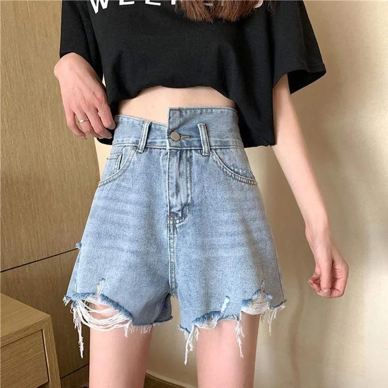 Women's Casual Irregular Denim Shorts