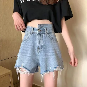 Women's Casual Irregular Denim Shorts