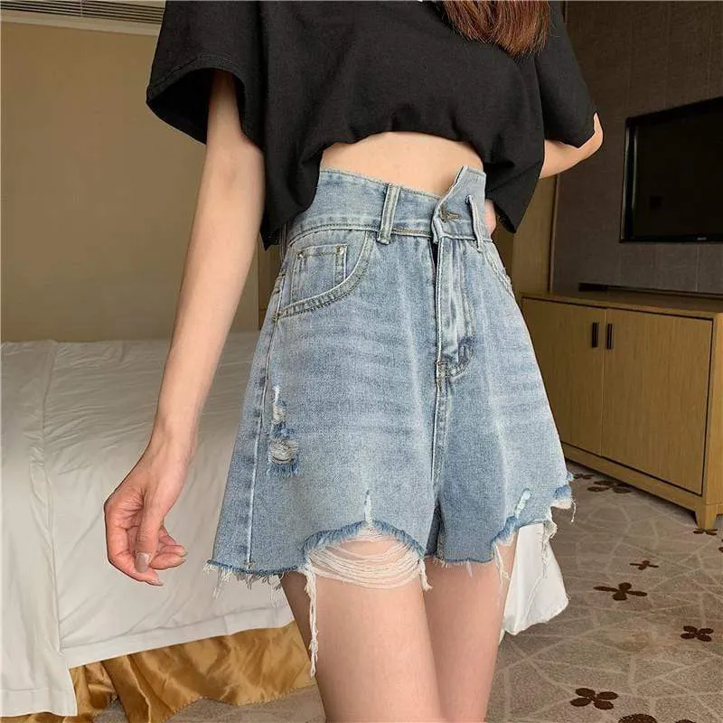 Women's Casual Irregular Denim Shorts