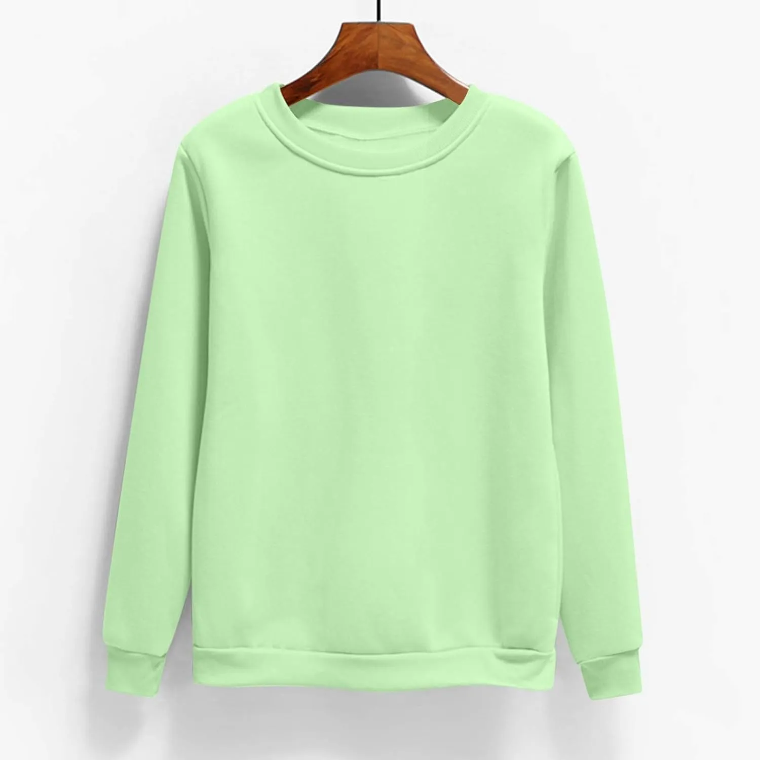 Women's Oversize Pullovers Solid Color Round Neck Long Sleeve Casual Sweatshirts Comfy Loose Fit Workout Clothing