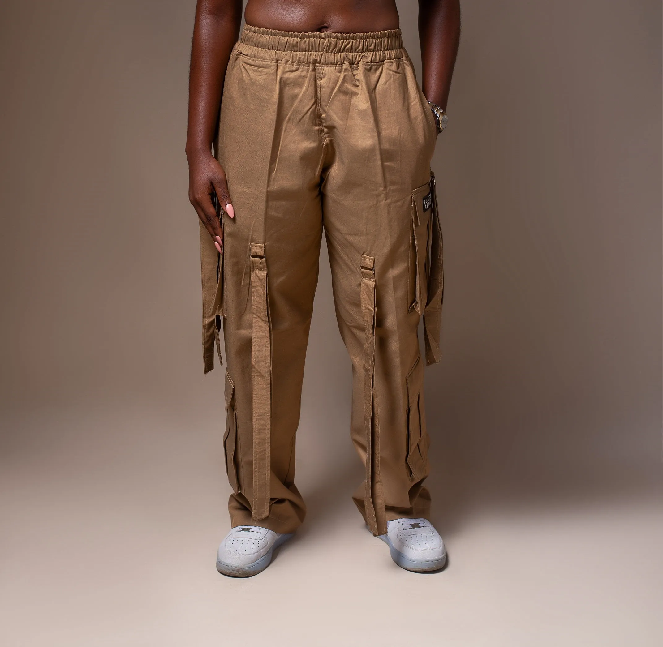 Women's Premium High Waist Cargo Pants | Khaki