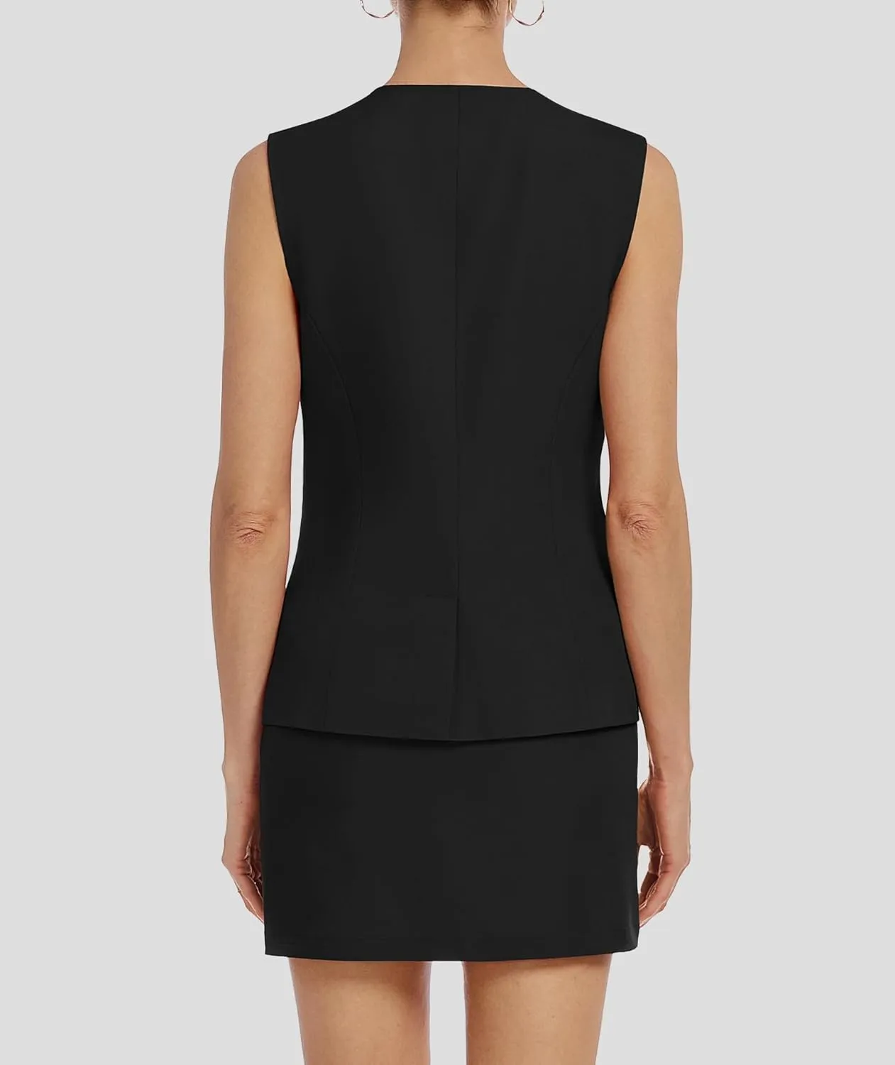 Womens Two Piece Blazer Outfits Skirt Set Button Down Vest Short Skort Crew Neck Summer Business Casual Suit