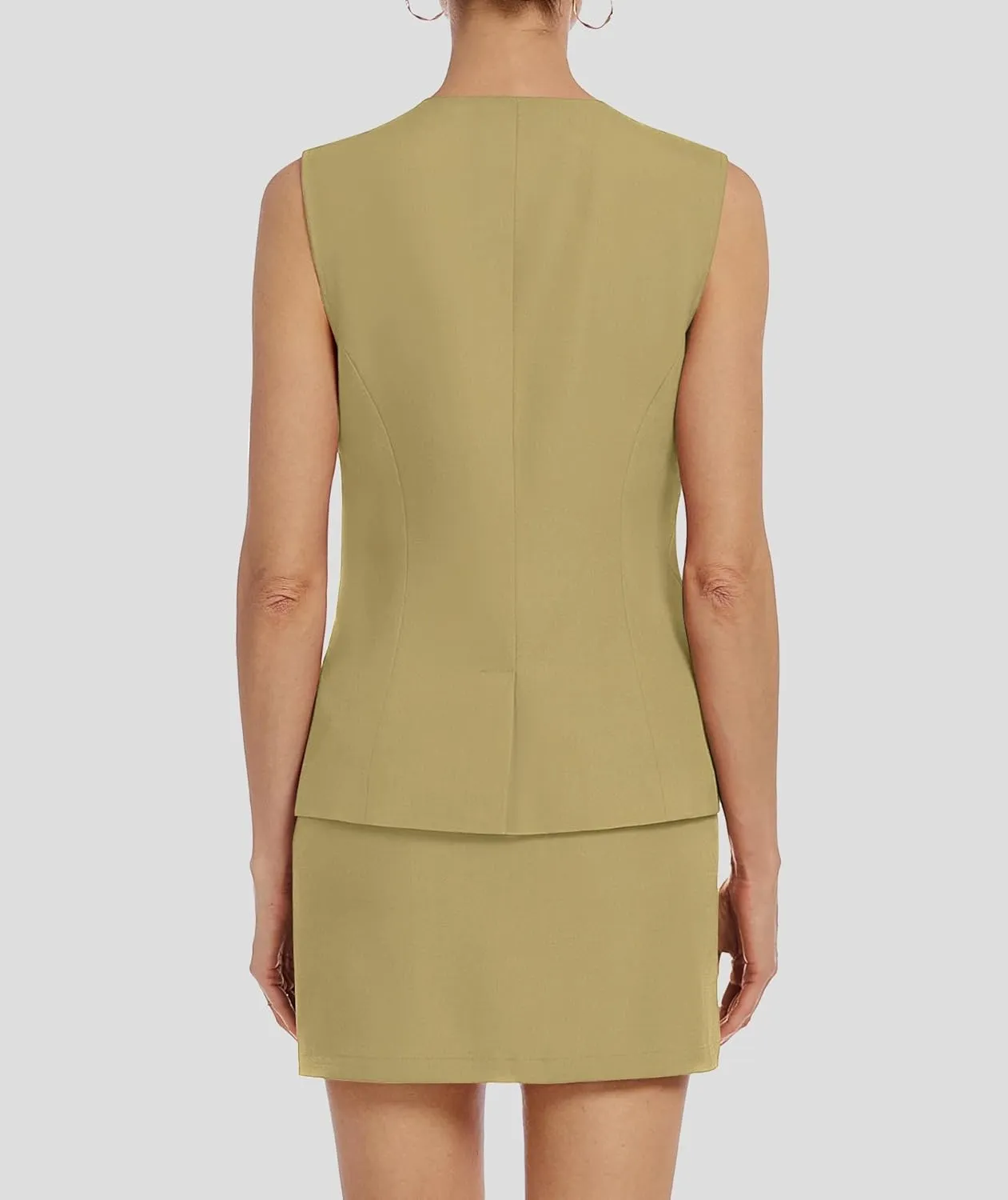 Womens Two Piece Blazer Outfits Skirt Set Button Down Vest Short Skort Crew Neck Summer Business Casual Suit