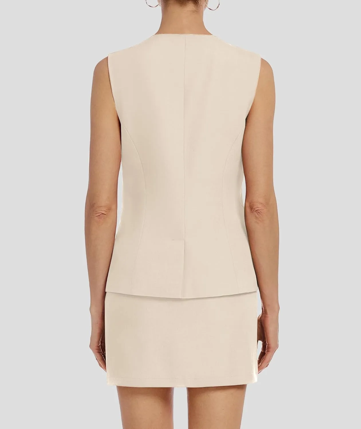 Womens Two Piece Blazer Outfits Skirt Set Button Down Vest Short Skort Crew Neck Summer Business Casual Suit