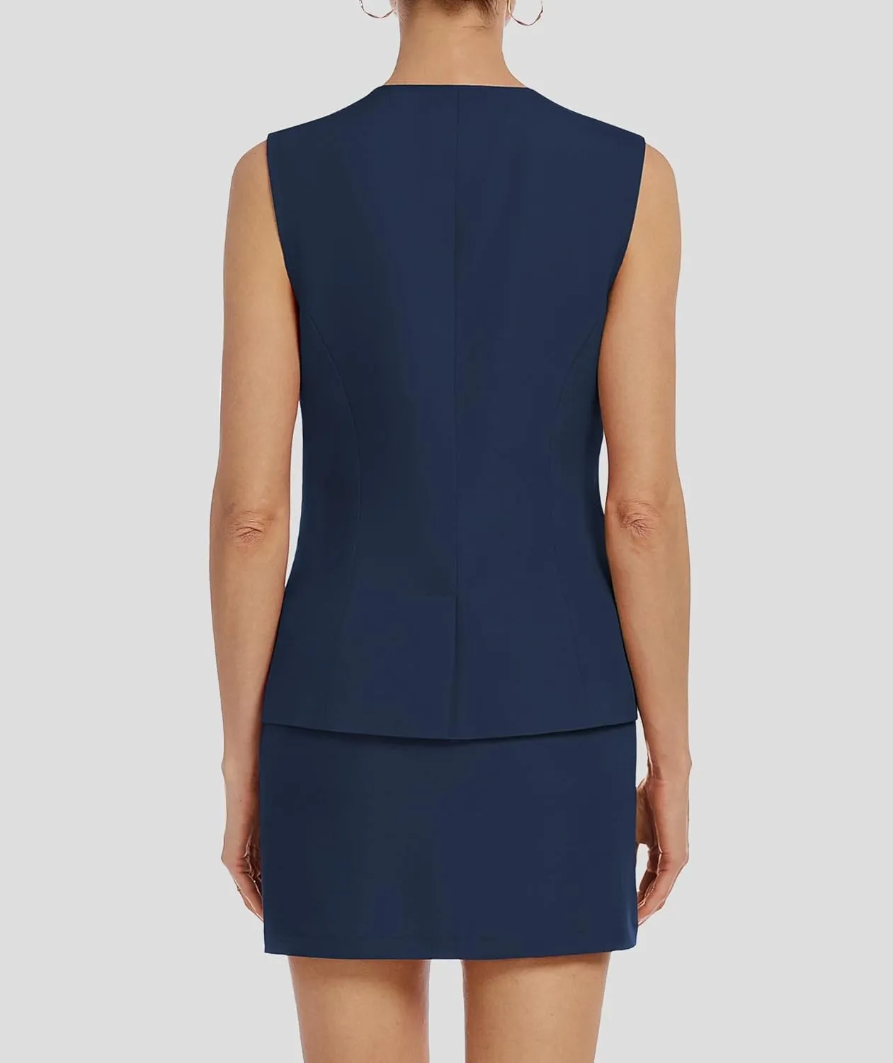 Womens Two Piece Blazer Outfits Skirt Set Button Down Vest Short Skort Crew Neck Summer Business Casual Suit